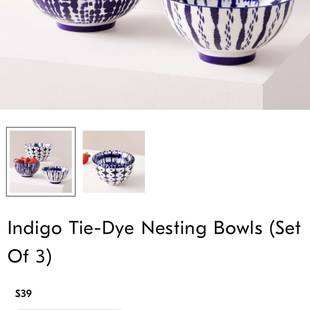 Indigo Tie Dye Nesting Bowls (set of 3)
